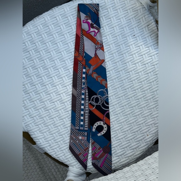 Hermes Accessories - Hermes Brides et Gris Gris Bridle in Blue Purple Twilly Scarf